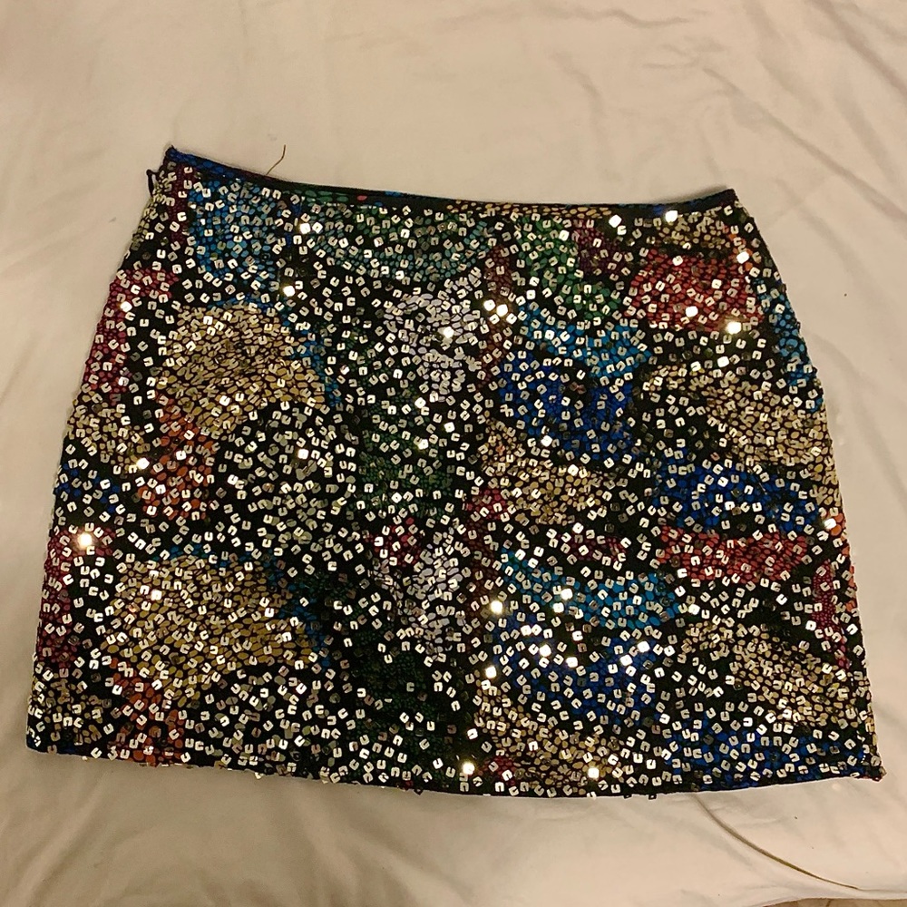 sequined sparkly rainbow mini skirt